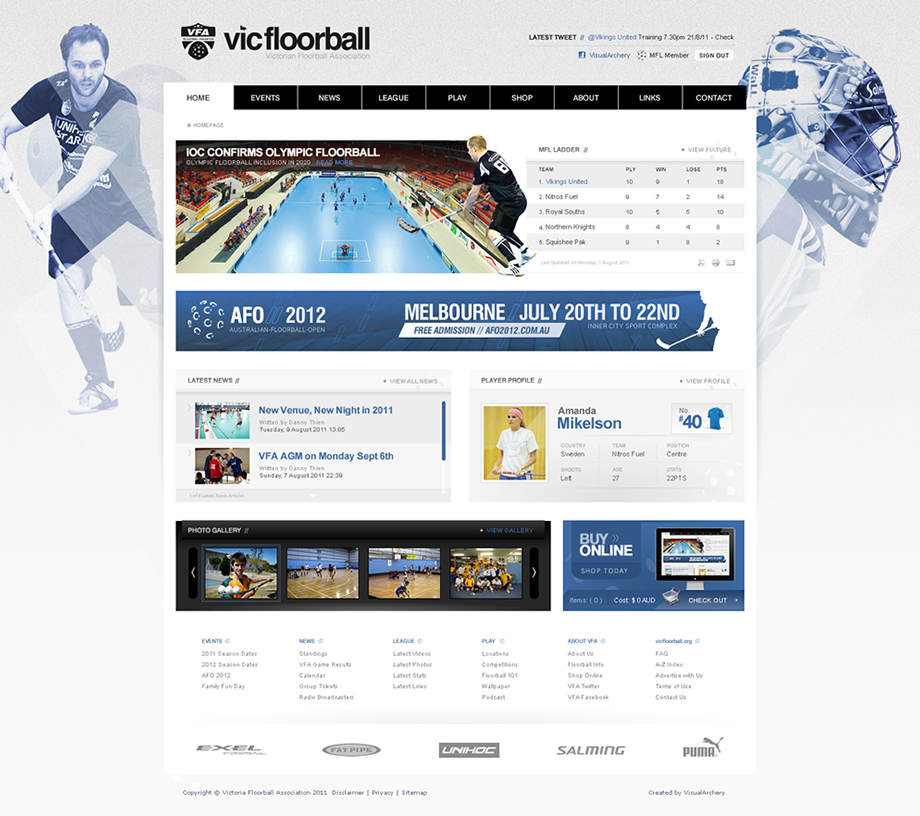 Victoria Floorball Website Concept